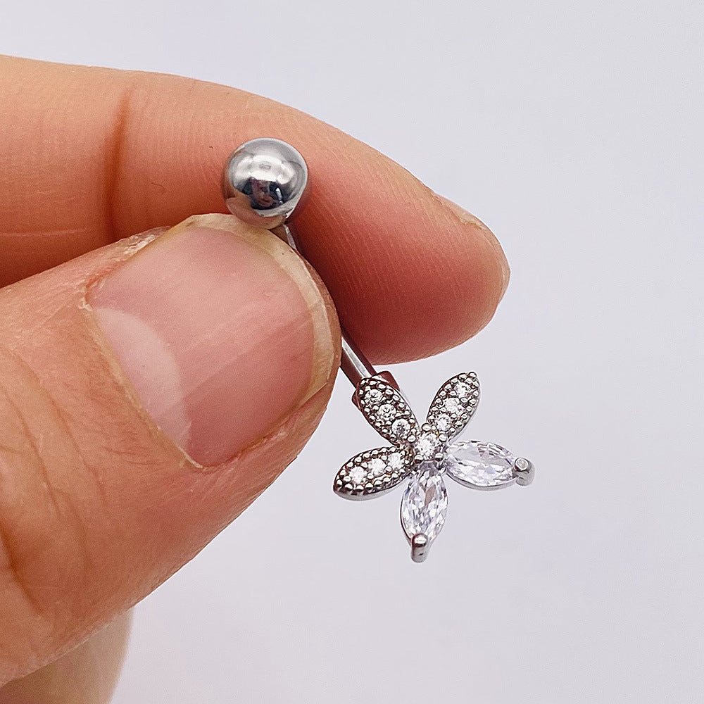 1 Piece Fashion Star Heart Shape Butterfly Stainless Steel Inlay Zircon Belly Ring