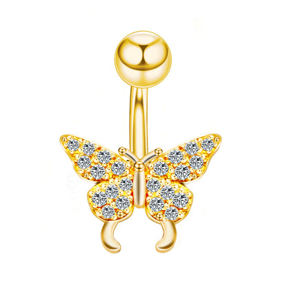 1 Piece Fashion Star Heart Shape Butterfly Stainless Steel Inlay Zircon Belly Ring