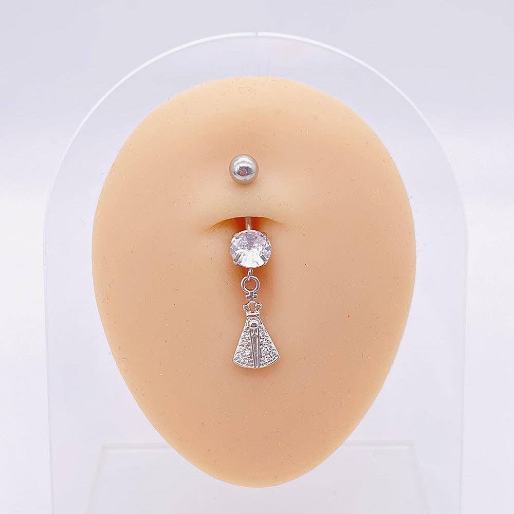 1 Piece Fashion Star Heart Shape Butterfly Stainless Steel Inlay Zircon Belly Ring