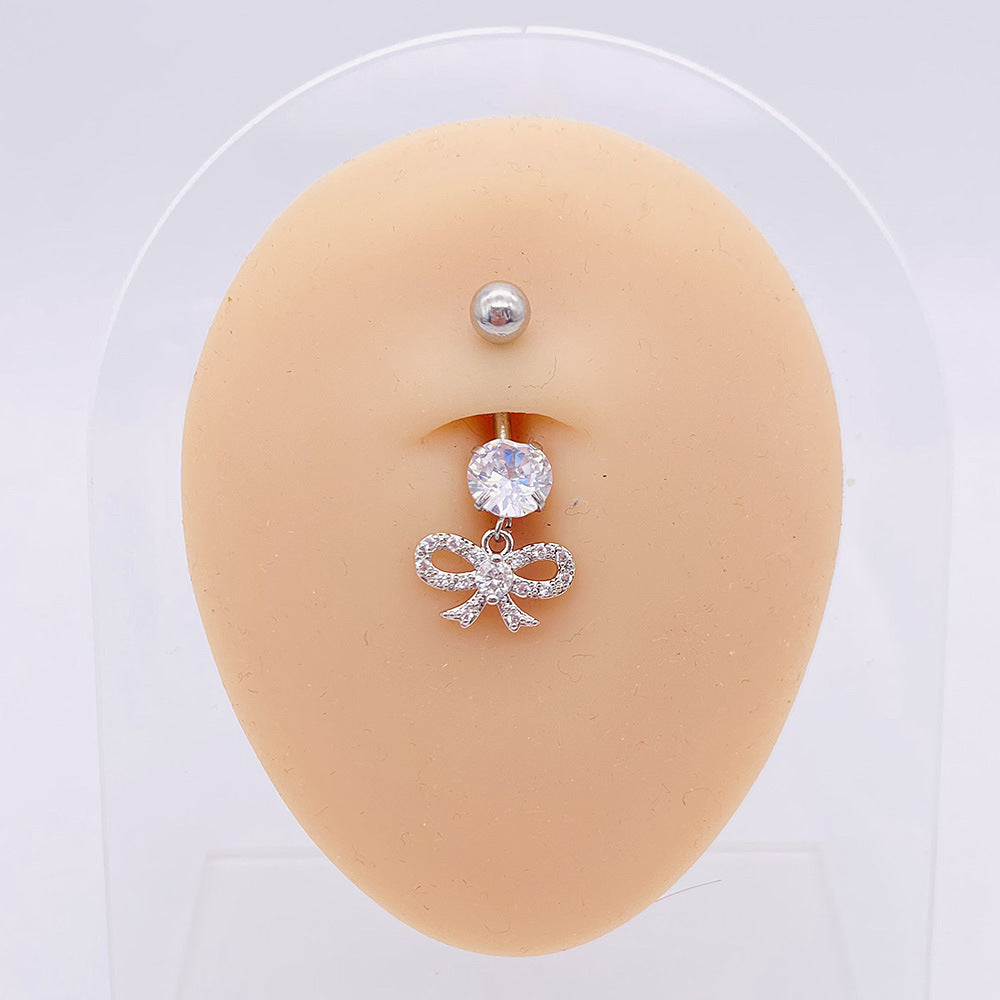 1 Piece Fashion Star Heart Shape Butterfly Stainless Steel Inlay Zircon Belly Ring