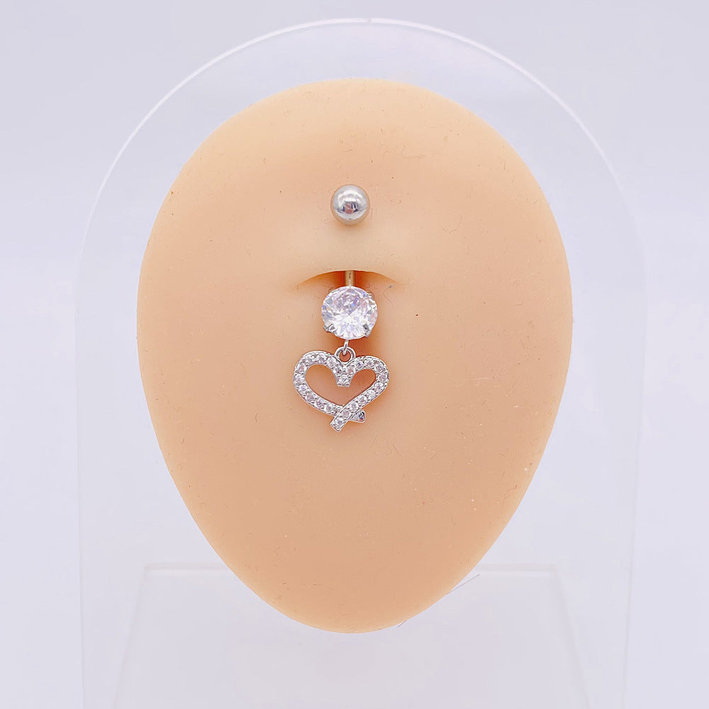 1 Piece Fashion Star Heart Shape Butterfly Stainless Steel Inlay Zircon Belly Ring