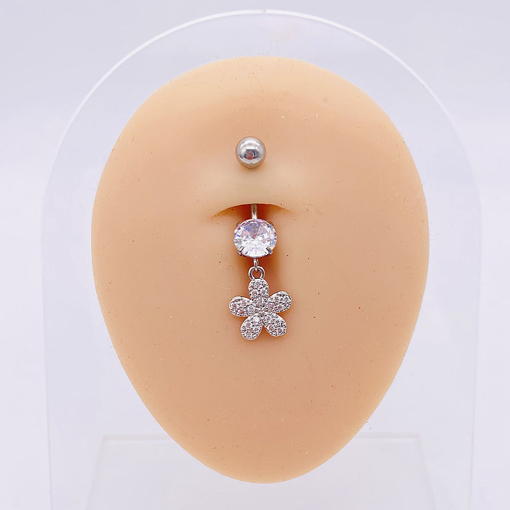 1 Piece Fashion Star Heart Shape Butterfly Stainless Steel Inlay Zircon Belly Ring