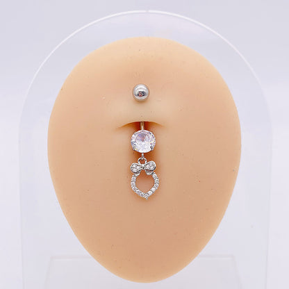 1 Piece Fashion Star Heart Shape Butterfly Stainless Steel Inlay Zircon Belly Ring