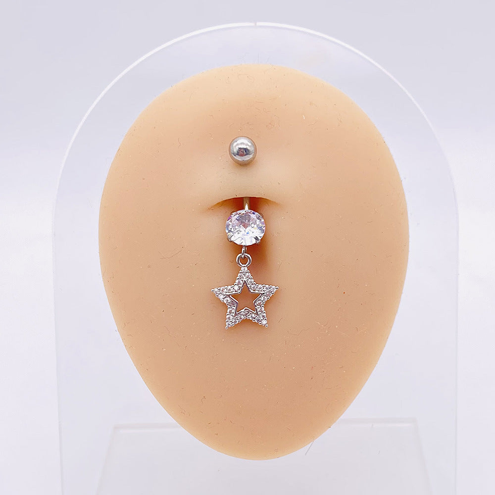 1 Piece Fashion Star Heart Shape Butterfly Stainless Steel Inlay Zircon Belly Ring