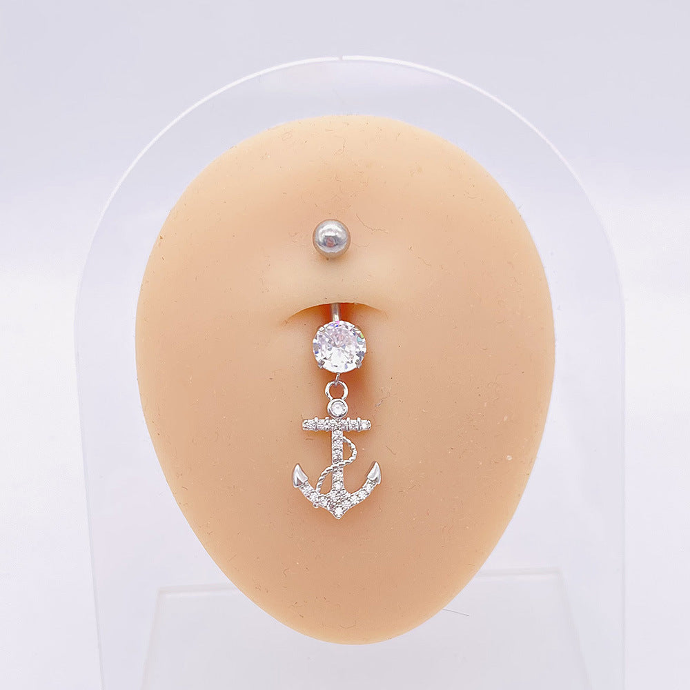 1 Piece Fashion Star Heart Shape Butterfly Stainless Steel Inlay Zircon Belly Ring