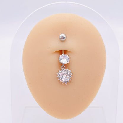 1 Piece Fashion Star Heart Shape Butterfly Stainless Steel Inlay Zircon Belly Ring