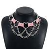 Simple Hip-hop Punk Exaggerated Metal Texture Pu Heart Shaped Necklace