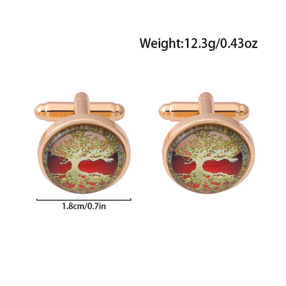 New Tree Of Life Starry Night Sea Taiji Map Time Stone Series Titanium Steel French Cufflinks