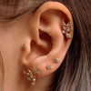 1 Set Streetwear Geometric Star Butterfly Mixed Materials Inlay Turquoise Rhinestones Zircon Women's Earrings