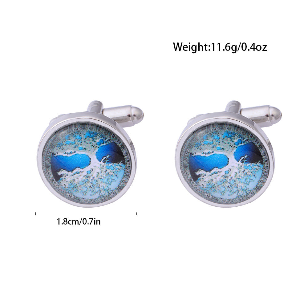 New Tree Of Life Starry Night Sea Taiji Map Time Stone Series Titanium Steel French Cufflinks