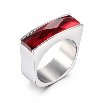 1 Piece Fashion Square Stainless Steel Polishing Glass Rings