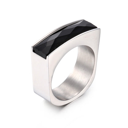 1 Piece Fashion Square Stainless Steel Polishing Glass Rings