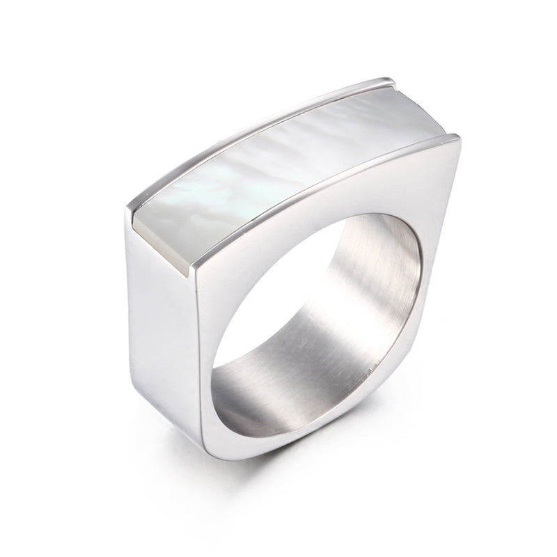 1 Piece Fashion Square Stainless Steel Polishing Glass Rings