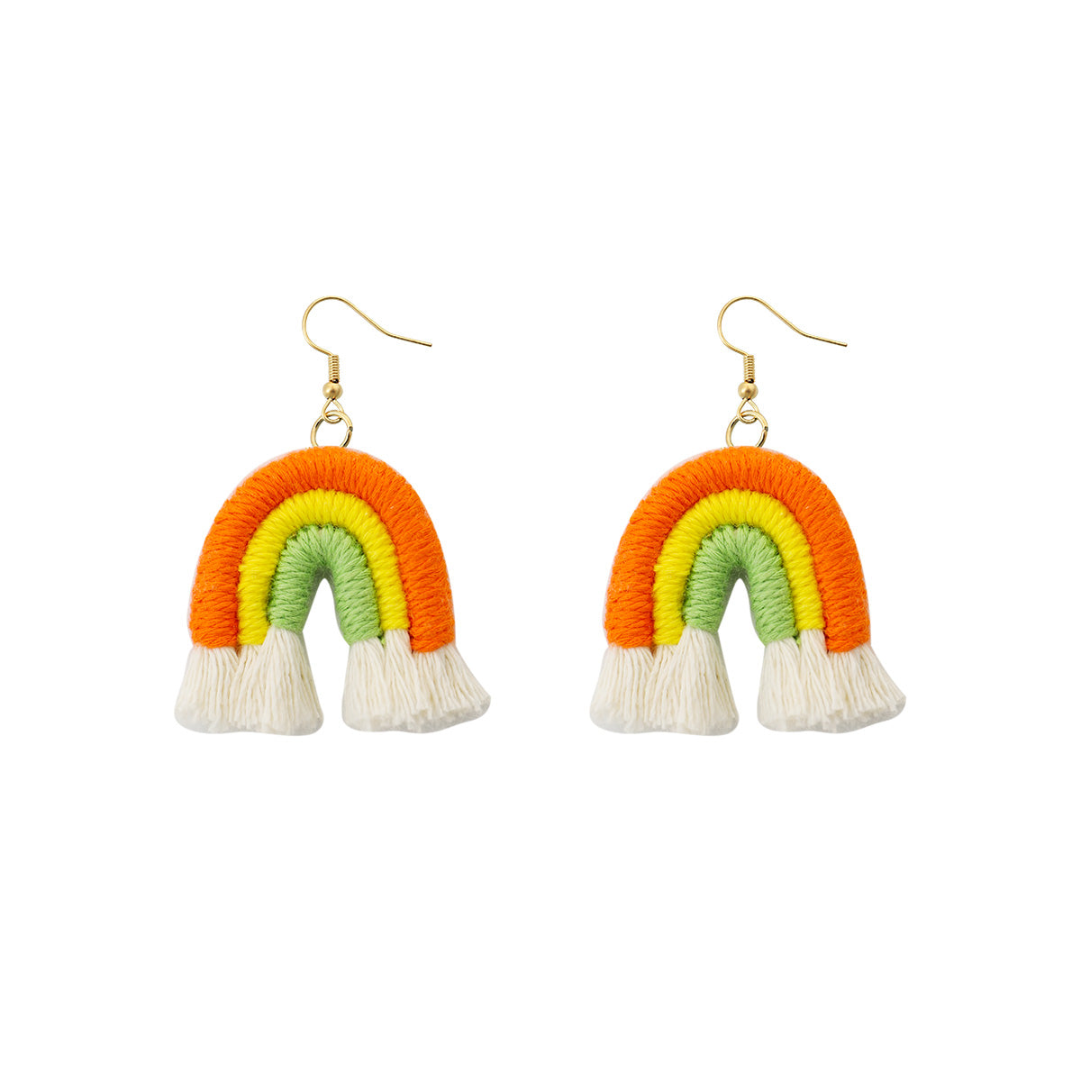 1 Pair Casual Rainbow Cloth Handmade Tassel Women's Drop Earrings