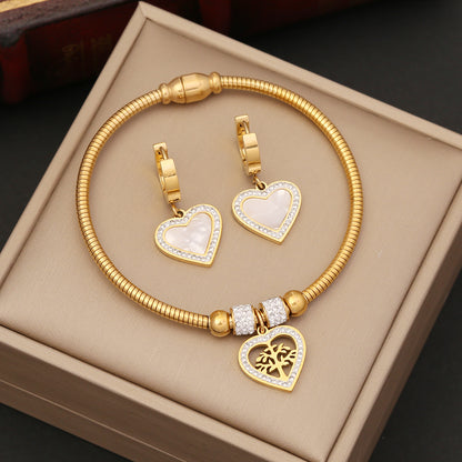 1 Piece 1 Pair Fashion Heart Shape Stainless Steel Plating Necklace