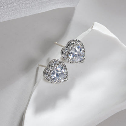 Fashion Square Copper Inlay Zircon Ear Studs 1 Pair