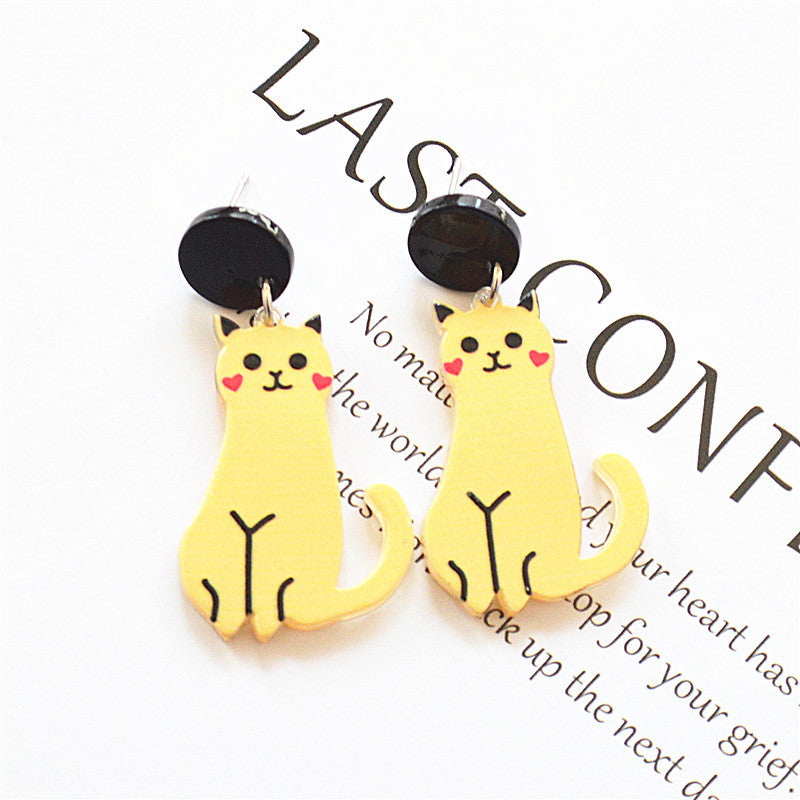 Cartoon Style Cat Arylic Printing Women's Earrings 1 Pair