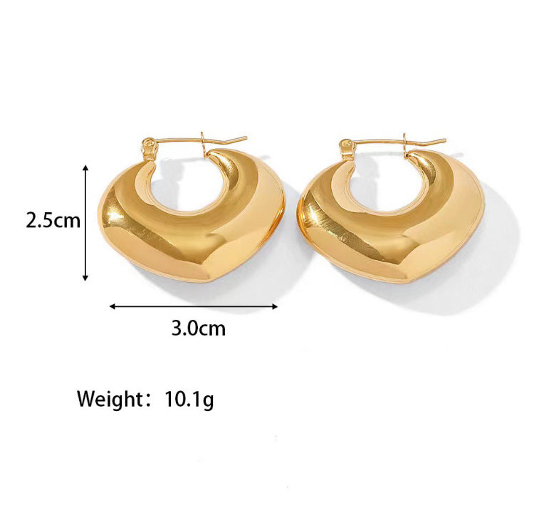 1 Pair Elegant Water Droplets Heart Shape Titanium Steel Hoop Earrings