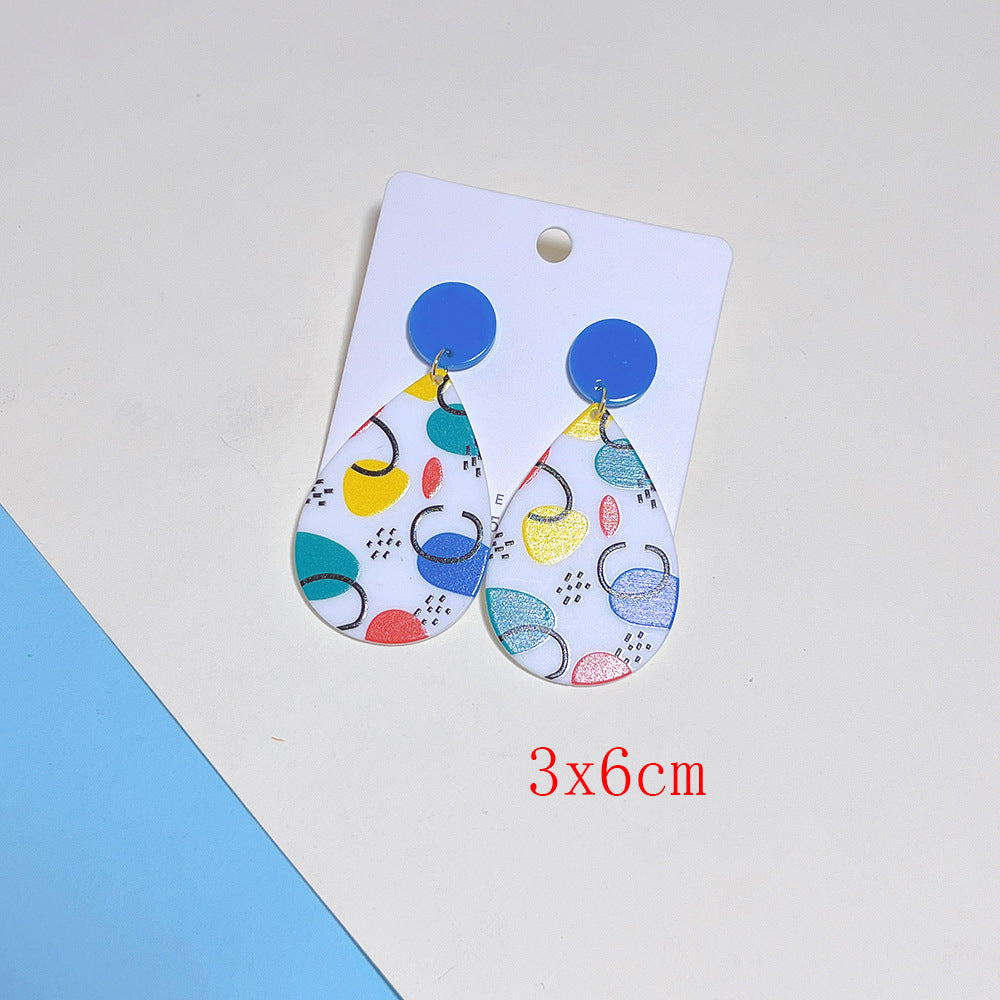 1 Pair Fashion Leaf Water Droplets Flower Arylic Irregular Epoxy Women's Drop Earrings