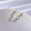 1 Pair Simple Style Geometric Freshwater Pearl Copper Inlay Zircon Drop Earrings