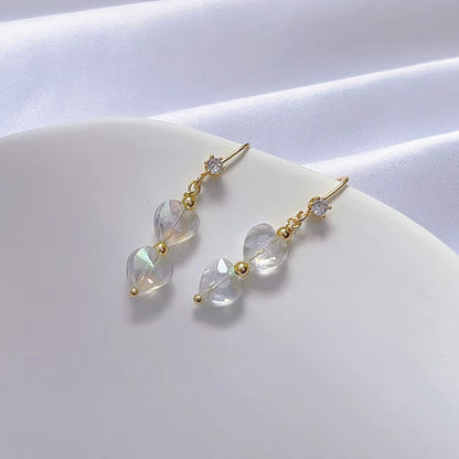 1 Pair Simple Style Geometric Freshwater Pearl Copper Inlay Zircon Drop Earrings