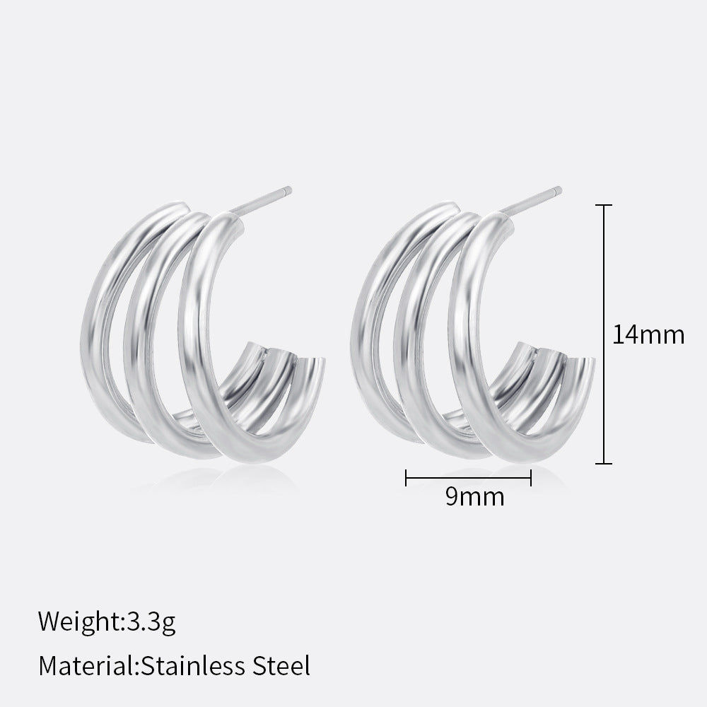 1 Pair Simple Style Solid Color Stainless Steel Plating Earrings