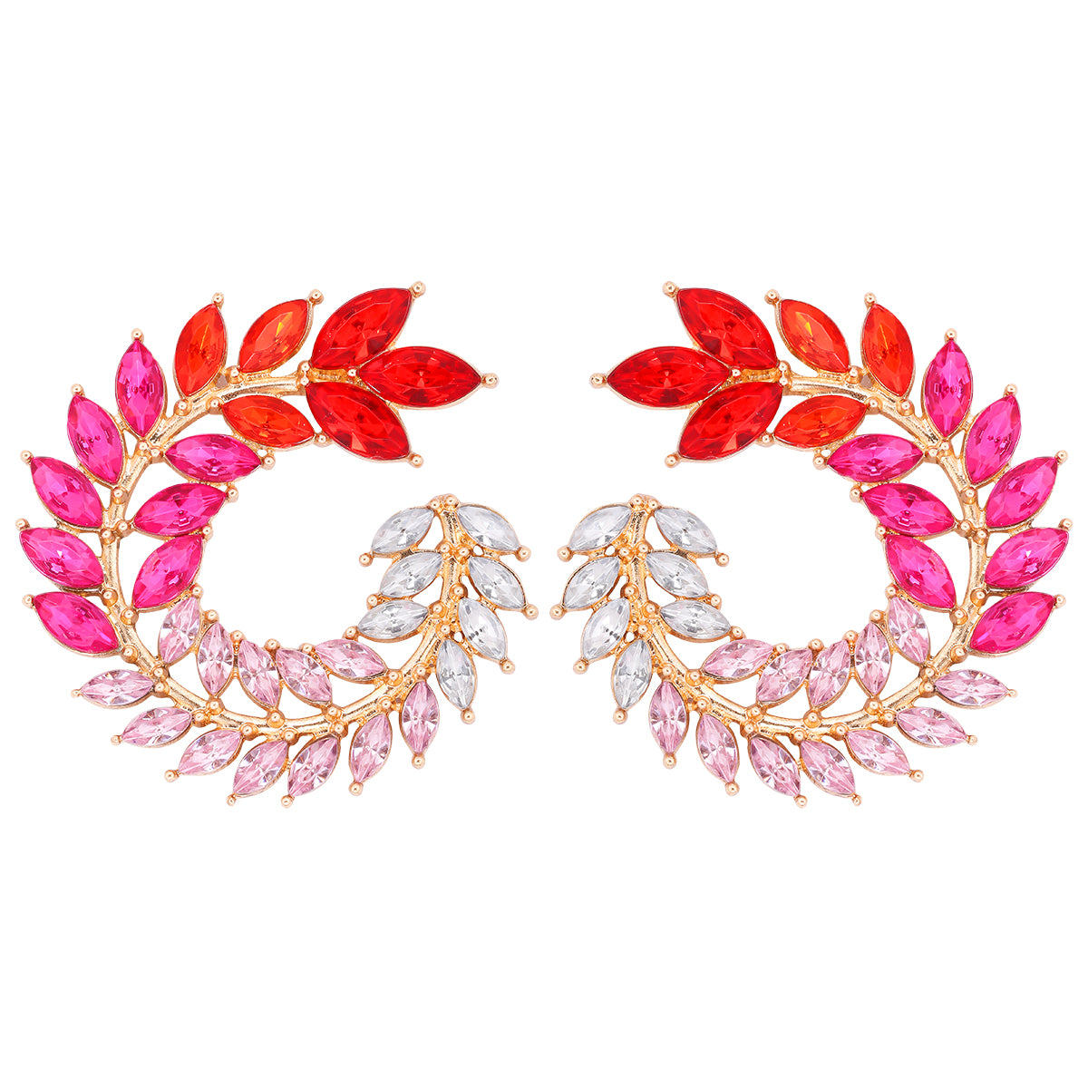 1 Pair Fashion Leaf Alloy Inlay Artificial Rhinestones Women's Ear Studs