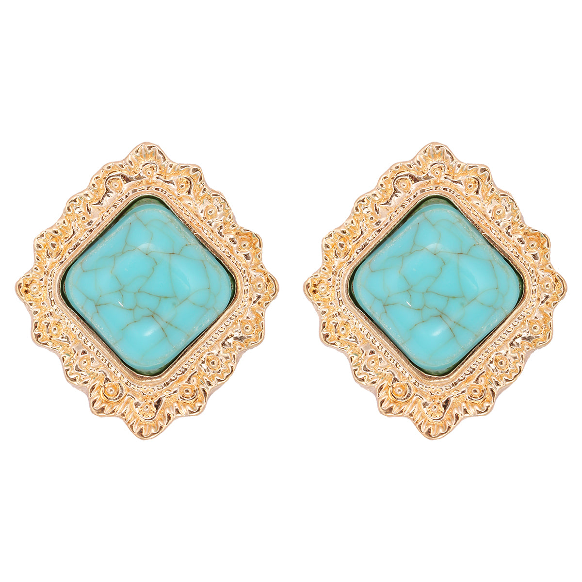 1 Pair Fashion Square Alloy Inlay Turquoise Women's Ear Studs