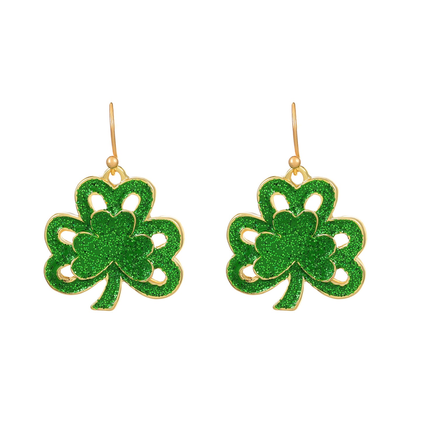 1 Pair Fashion Shamrock Heart Shape Mixed Materials Metal Copper Asymmetrical Sequins 18k Gold Plated Gold Plated Silver Plated St. Patrick Women's Drop Earrings