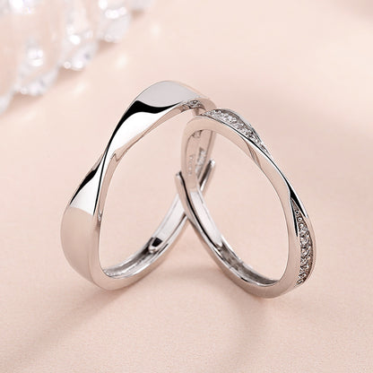 Fashion Simple Style Geometric Sterling Silver Plating Metal Inlay Zircon Open Ring