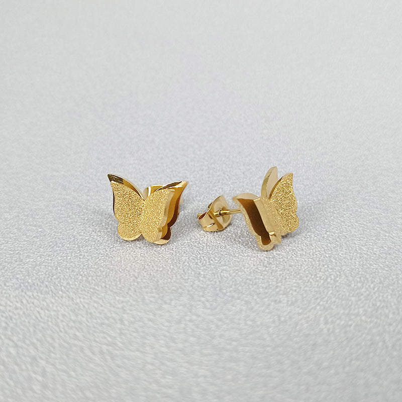 Fashion Simple Style Butterfly Titanium Steel Plating Butterfly Earrings