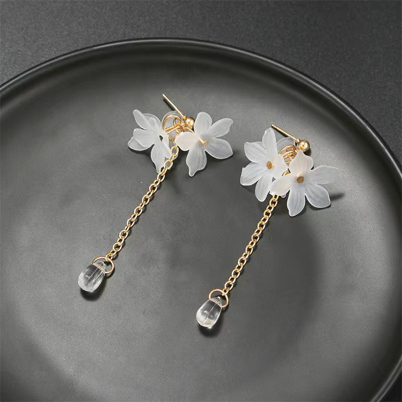 1 Pair Sweet Leaf Tassel Flower Imitation Pearl Alloy Women's Earrings