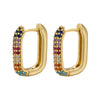 1 Pair Fashion Rectangle Plating Inlay Copper Zircon Hoop Earrings