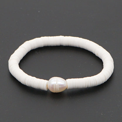 Simple Style Round Freshwater Pearl Beaded Bracelets