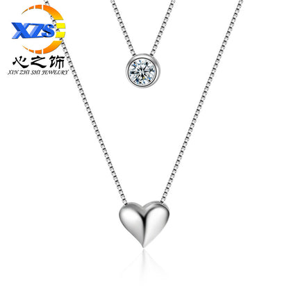 1 Piece Lady Heart Shape Copper Plating Zircon Necklace