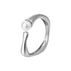 1 Piece Simple Style Solid Color Titanium Steel Plating Inlay Pearl Rings