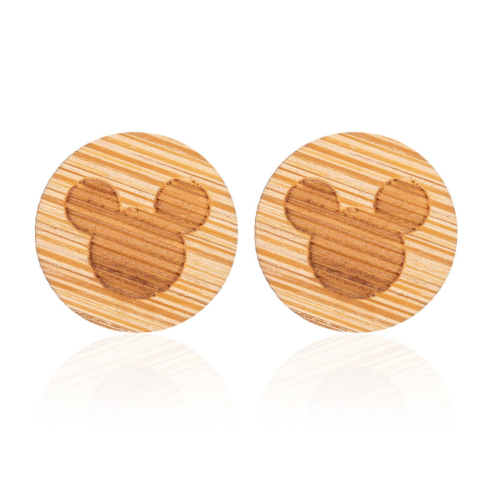 1 Pair Fashion Map Wood Women's Earrings Ear Studs