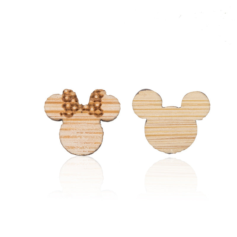 1 Pair Fashion Map Wood Women's Earrings Ear Studs