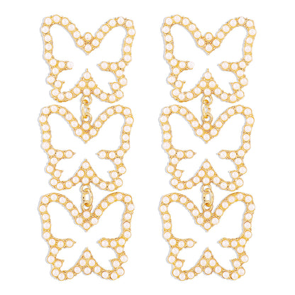 1 Pair Fashion Butterfly Alloy Plating Rhinestones Women's Drop Earrings