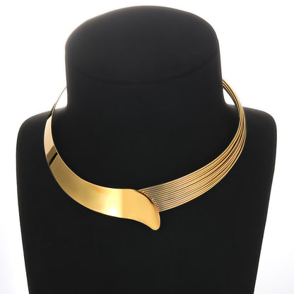 1 Piece Glam Vintage Style Fashion Lines Stainless Steel Plating Choker