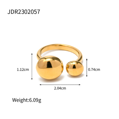 Ins Style Round Stainless Steel Plating 18k Gold Plated Open Ring