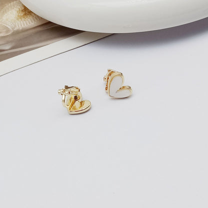 Fashion Heart Shape Alloy Enamel Ear Clips Ear Studs