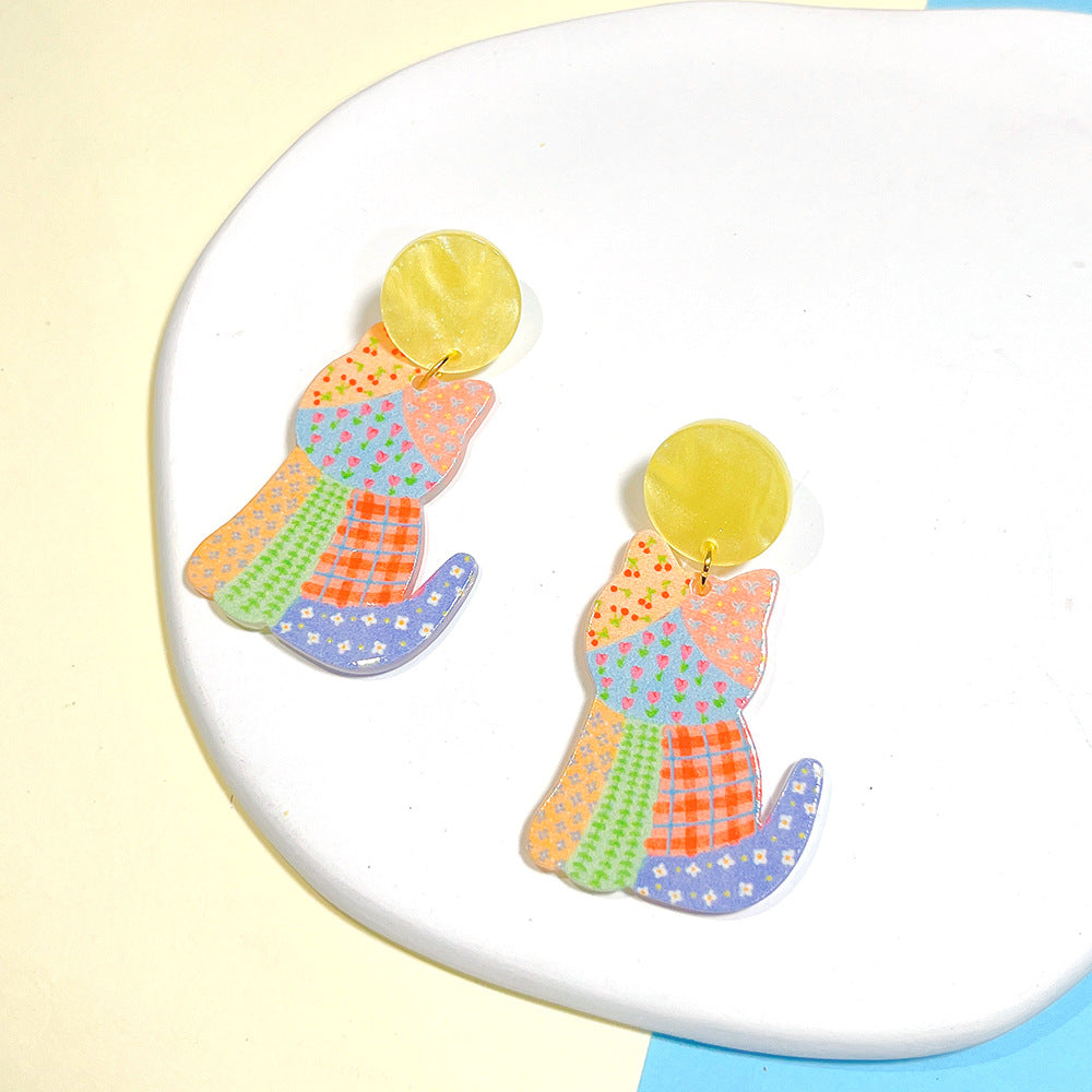 1 Pair Sweet Cat Arylic Epoxy Women's Earrings