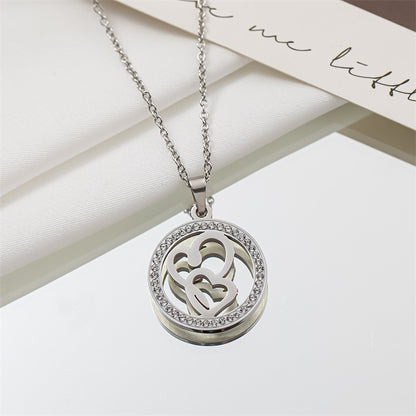 1 Piece Fashion Circle Tree Heart Shape Titanium Steel Plating Hollow Out Inlay Rhinestones Pendant Necklace