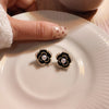 1 Pair Retro Square Oval Flower Alloy Inlay Artificial Pearls Rhinestones Women's Earrings