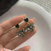 1 Pair Retro Square Oval Flower Alloy Inlay Artificial Pearls Rhinestones Women's Earrings