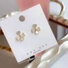 1 Pair Retro Square Oval Flower Alloy Inlay Artificial Pearls Rhinestones Women's Earrings