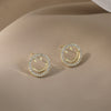 1 Pair Retro Square Oval Flower Alloy Inlay Artificial Pearls Rhinestones Women's Earrings