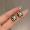 1 Pair Retro Square Oval Flower Alloy Inlay Artificial Pearls Rhinestones Women's Earrings