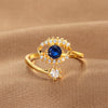 1 Piece Lady Devil's Eye Copper Plating Artificial Gemstones Open Ring